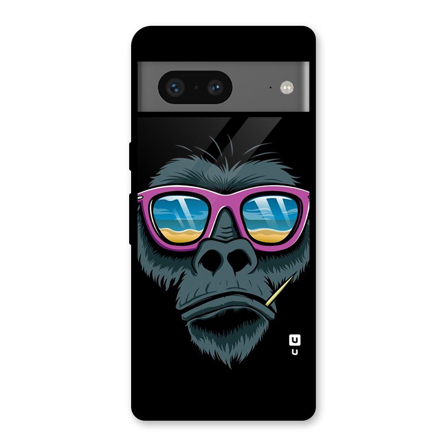 Cool Monkey Beach Sunglasses Glass Back Case for Google Pixel 7
