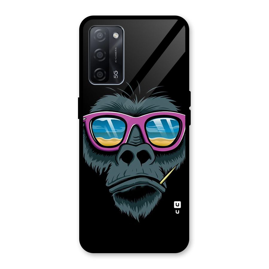 Cool Monkey Beach Sunglasses Glass Back Case for Oppo A53s 5G