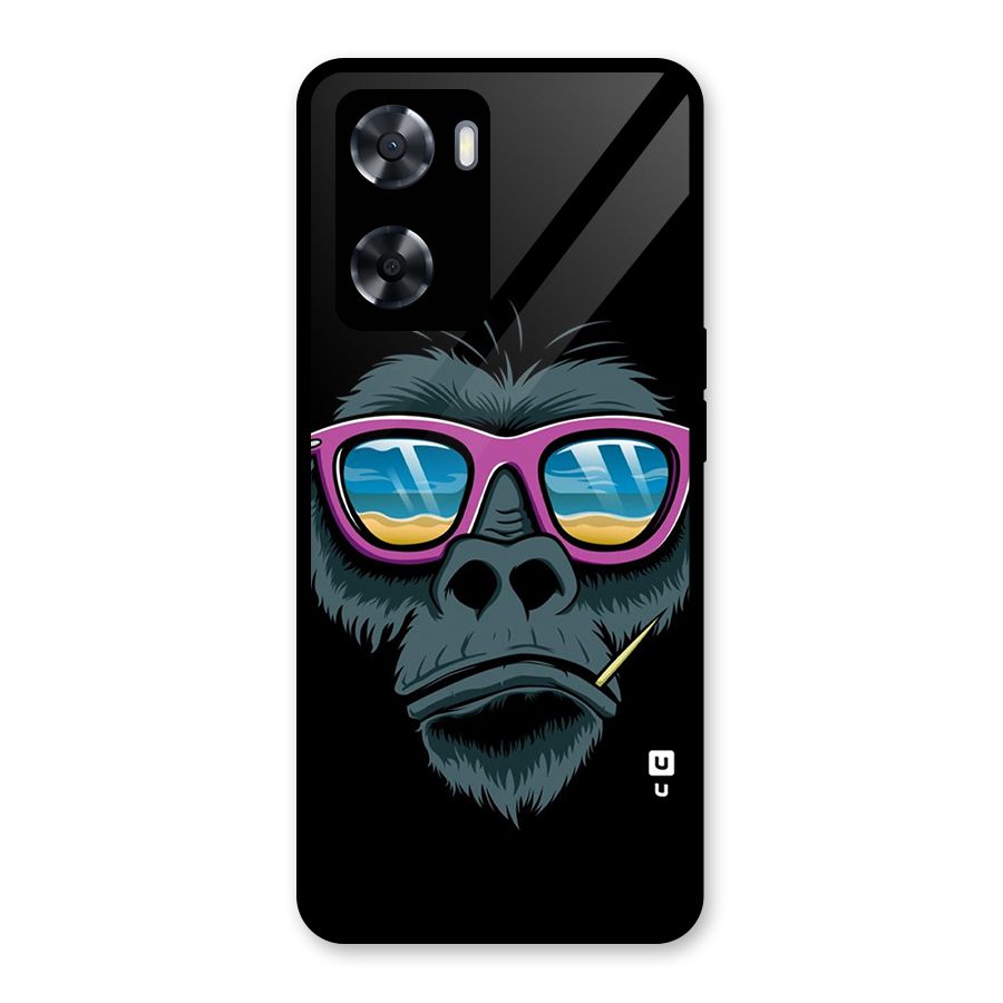 Cool Monkey Beach Sunglasses Glass Back Case for Oppo A57 2022