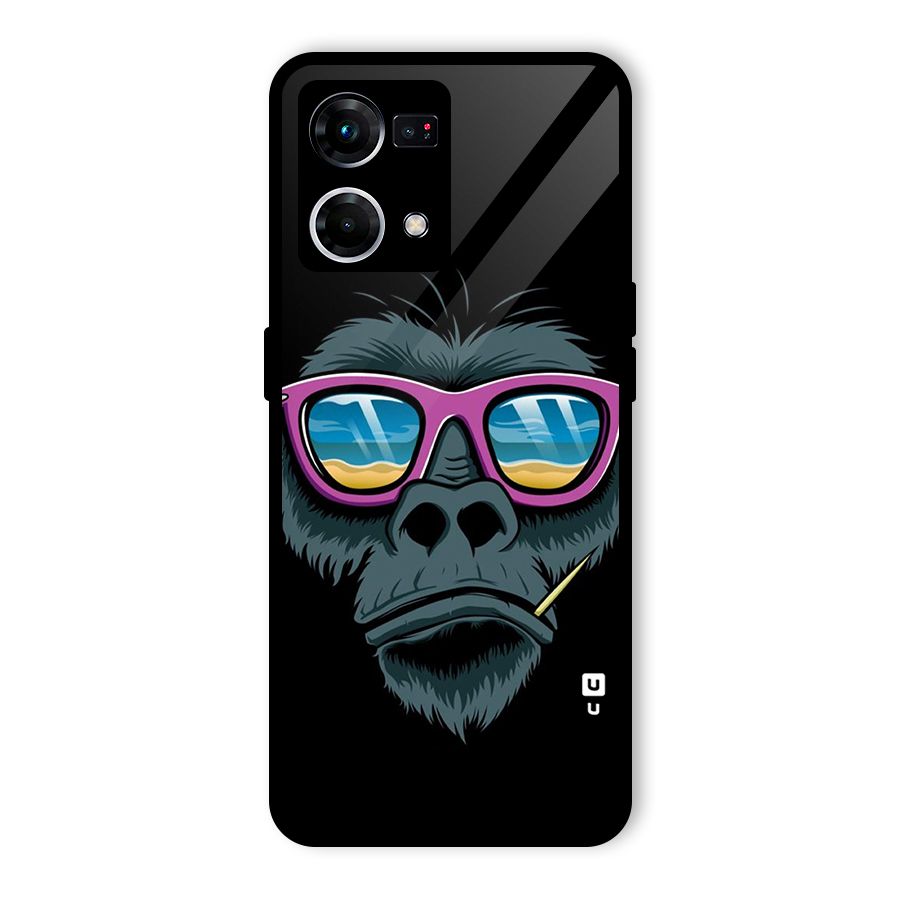 Cool Monkey Beach Sunglasses Glass Back Case for Oppo F21s Pro 4G