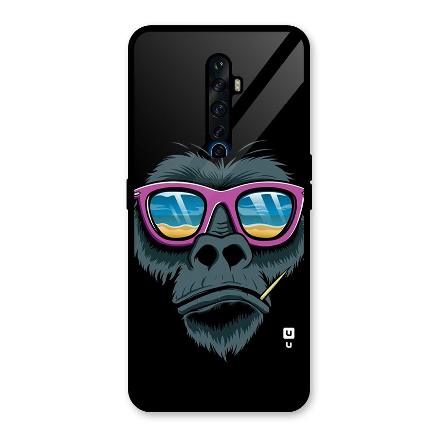 Cool Monkey Beach Sunglasses Glass Back Case for Oppo Reno2 F
