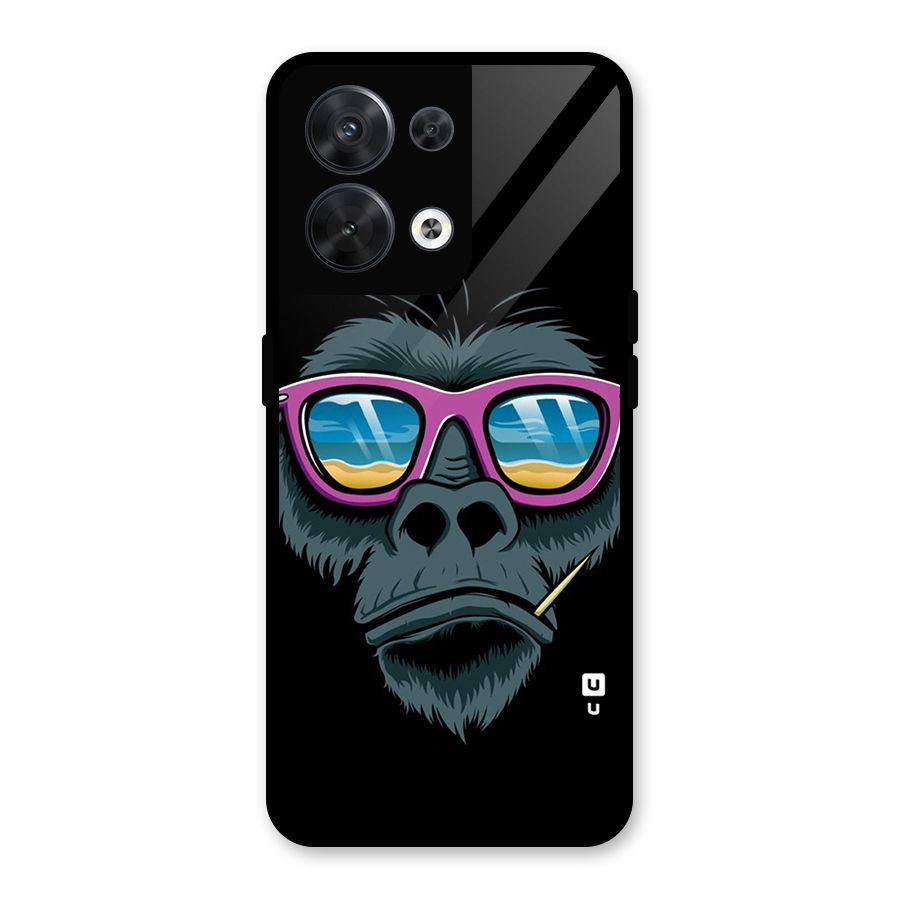 Cool Monkey Beach Sunglasses Glass Back Case for Oppo Reno8 5G