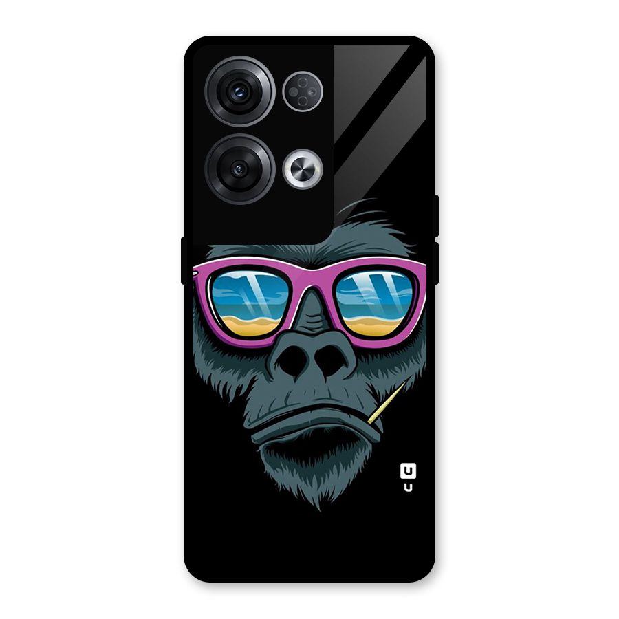 Cool Monkey Beach Sunglasses Glass Back Case for Oppo Reno8 Pro 5G