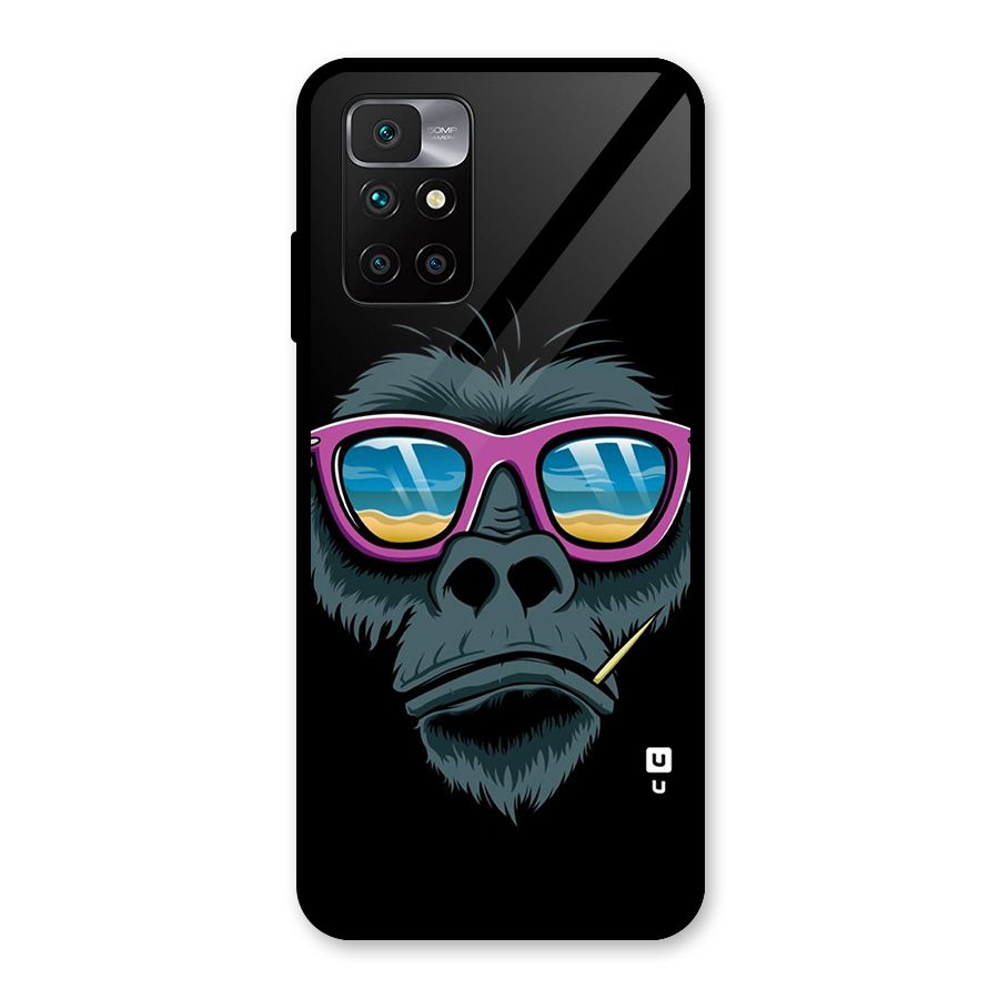 Cool Monkey Beach Sunglasses Glass Back Case for Redmi 10 Prime