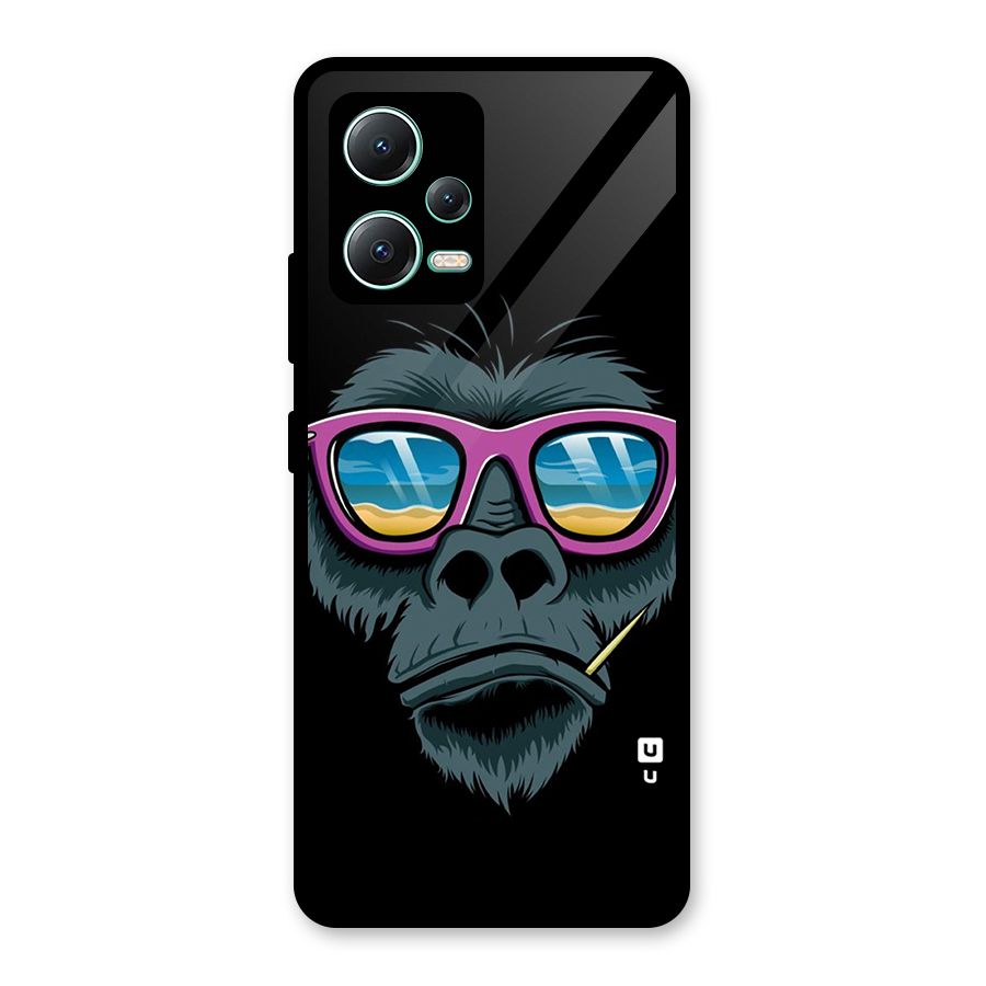 Cool Monkey Beach Sunglasses Glass Back Case for Redmi Note 12 5G