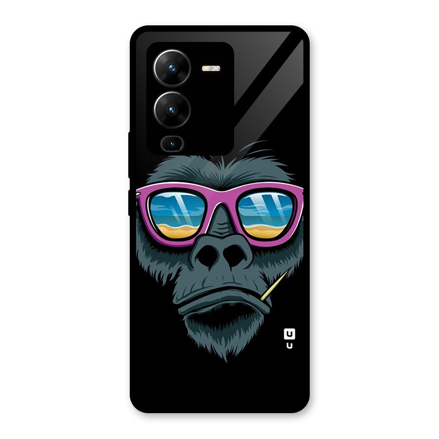 Cool Monkey Beach Sunglasses Glass Back Case for Vivo V25 Pro