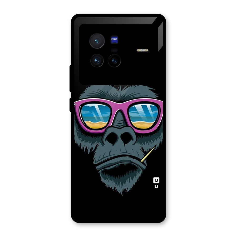 Cool Monkey Beach Sunglasses Glass Back Case for Vivo X80