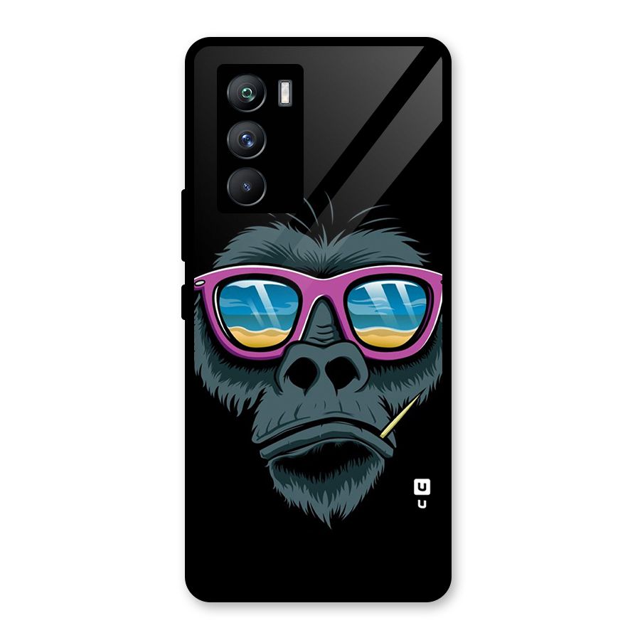 Cool Monkey Beach Sunglasses Glass Back Case for Vivo iQOO 9 SE