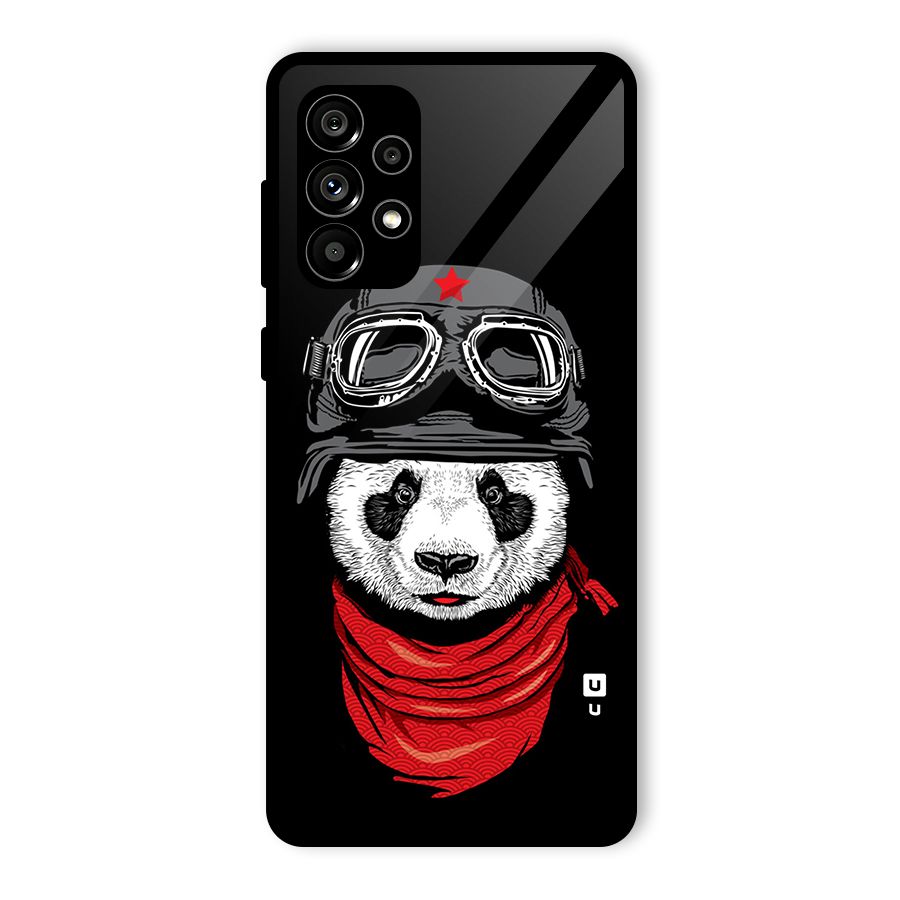 Cool Panda Soldier Art Glass Back Case for Galaxy A73 5G