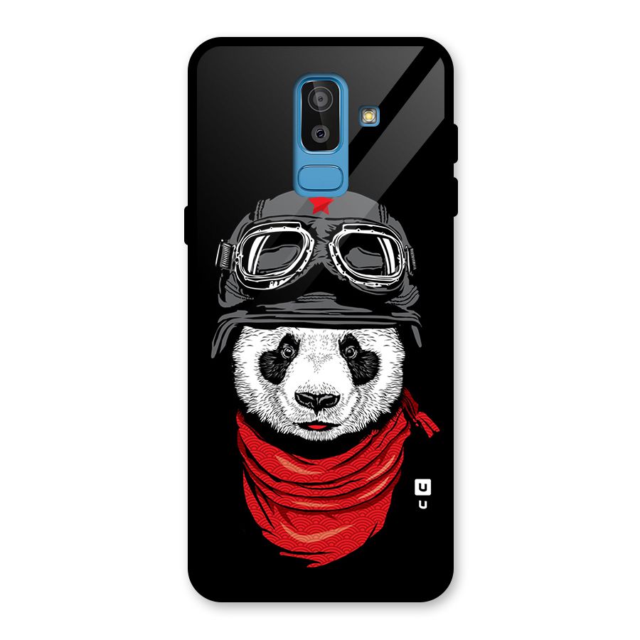 Cool Panda Soldier Art Glass Back Case for Galaxy J8