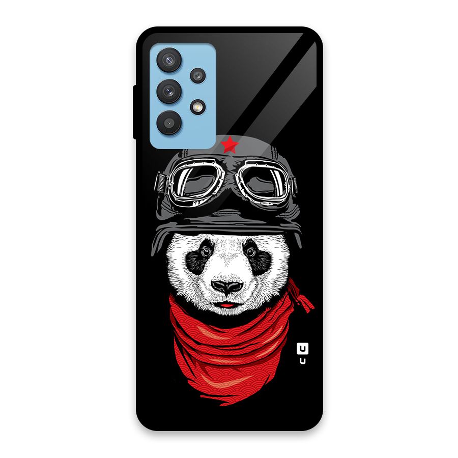 Cool Panda Soldier Art Glass Back Case for Galaxy M32 5G