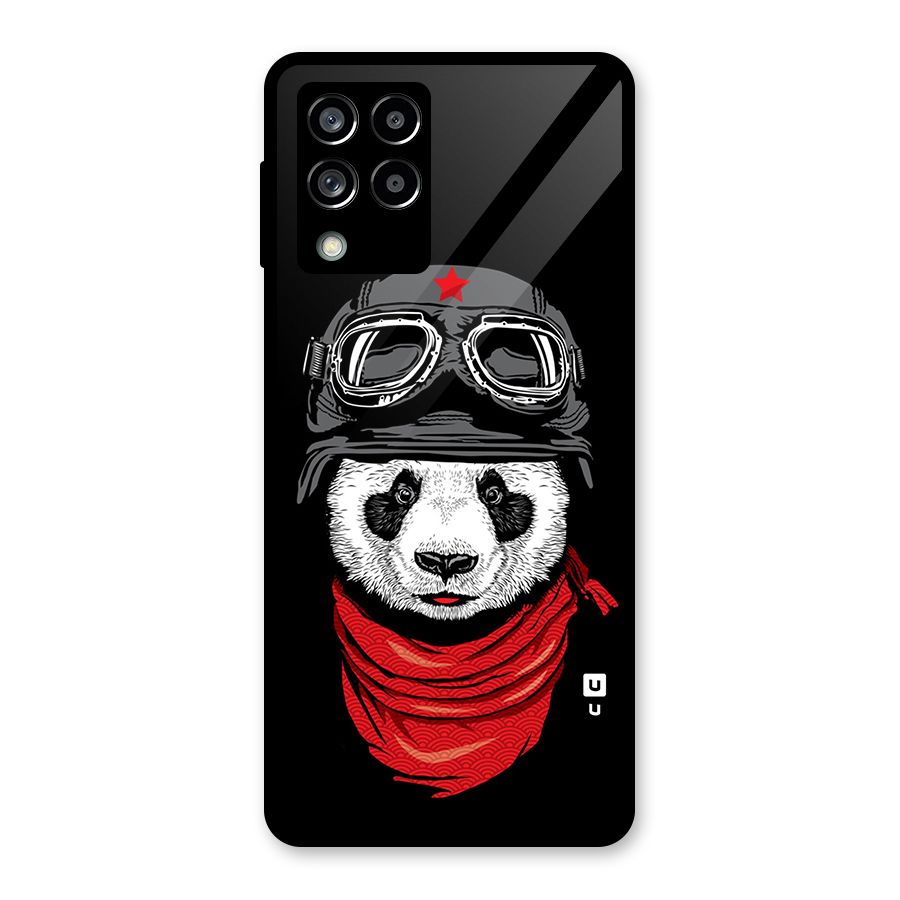 Cool Panda Soldier Art Glass Back Case for Galaxy M53 5G