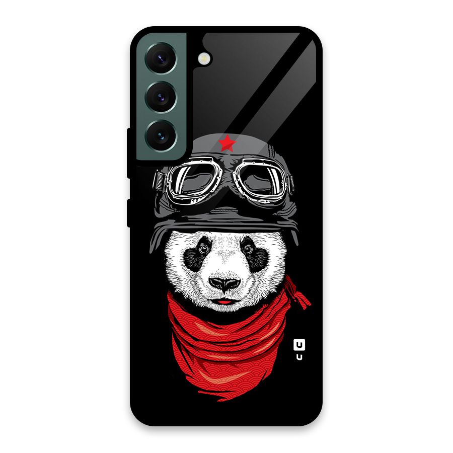 Cool Panda Soldier Art Glass Back Case for Galaxy S22 5G