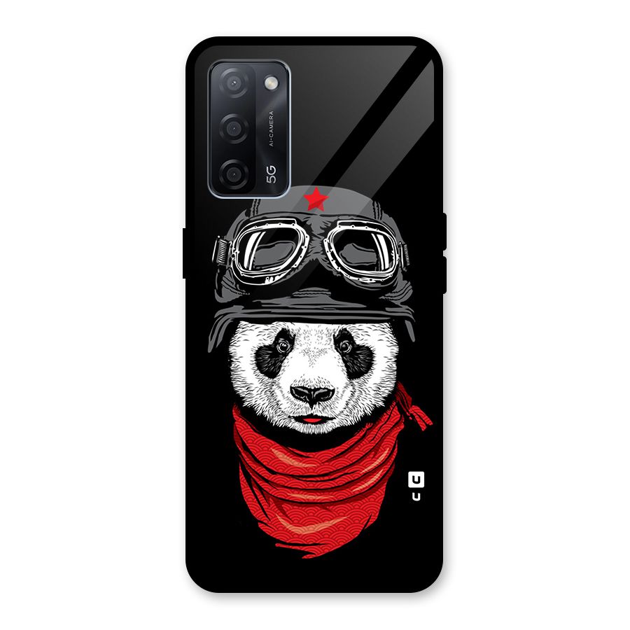 Cool Panda Soldier Art Glass Back Case for Oppo A53s 5G