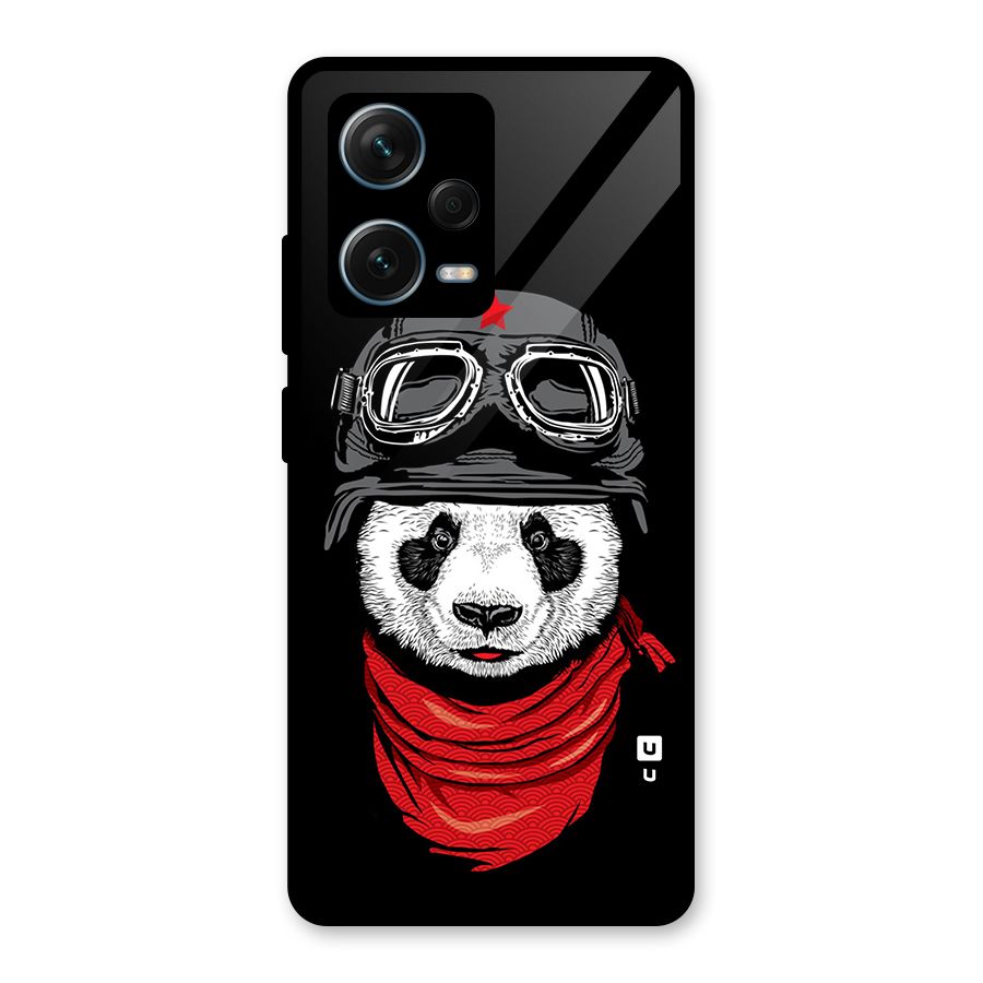 Cool Panda Soldier Art Glass Back Case for Redmi Note 12 Pro Plus 5G