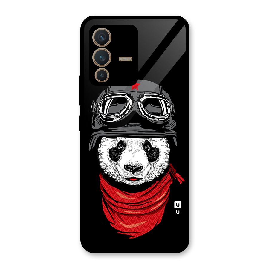 Cool Panda Soldier Art Glass Back Case for Vivo V23 5G