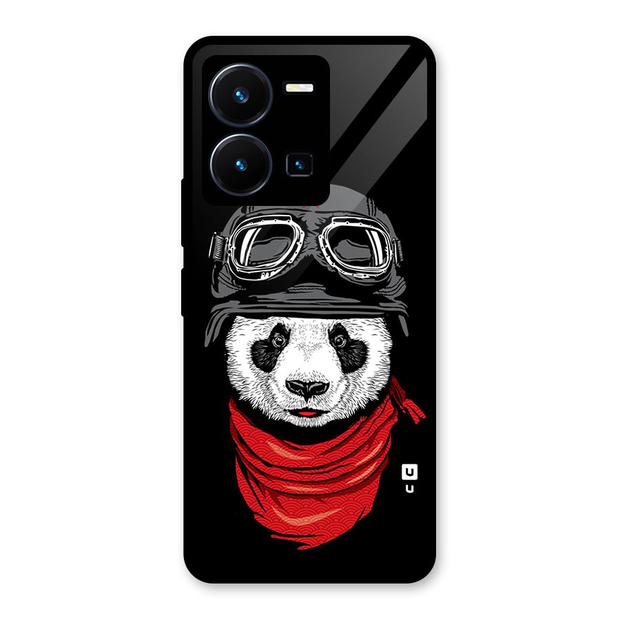Cool Panda Soldier Art Glass Back Case for Vivo Y35