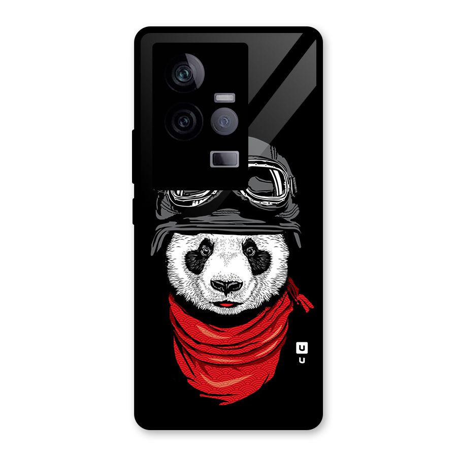 Cool Panda Soldier Art Glass Back Case for Vivo iQOO 11 5G