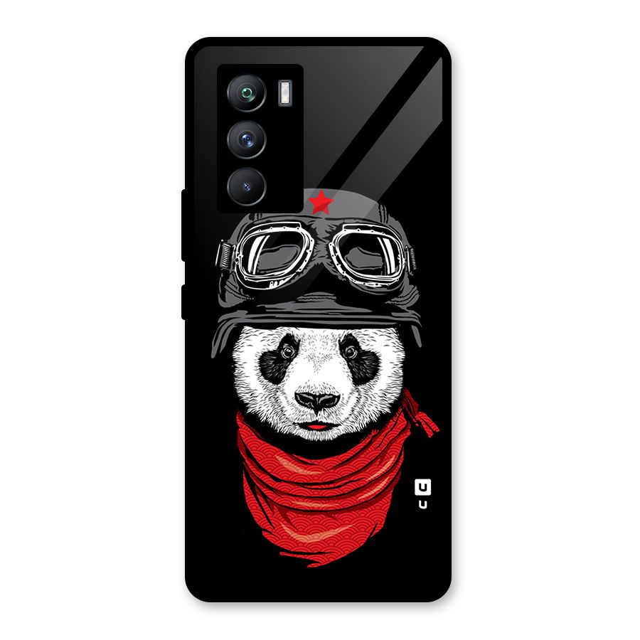 Cool Panda Soldier Art Glass Back Case for Vivo iQOO 9 SE