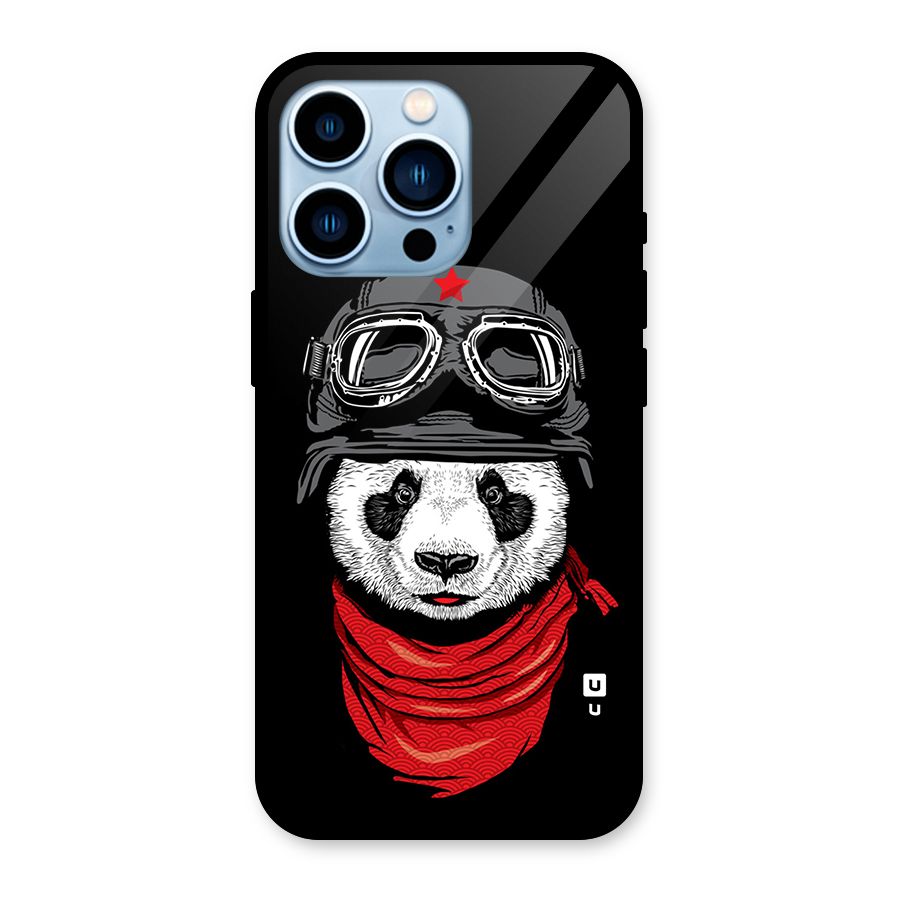 Cool Panda Soldier Art Glass Back Case for iPhone 13 Pro