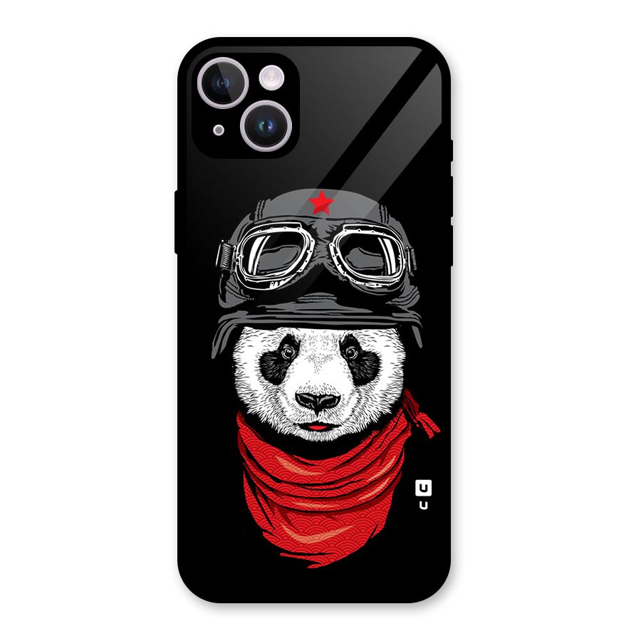 Cool Panda Soldier Art Glass Back Case for iPhone 14 Plus