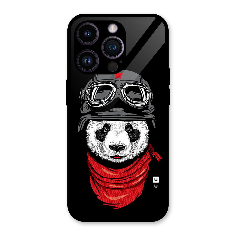 Cool Panda Soldier Art Glass Back Case for iPhone 14 Pro