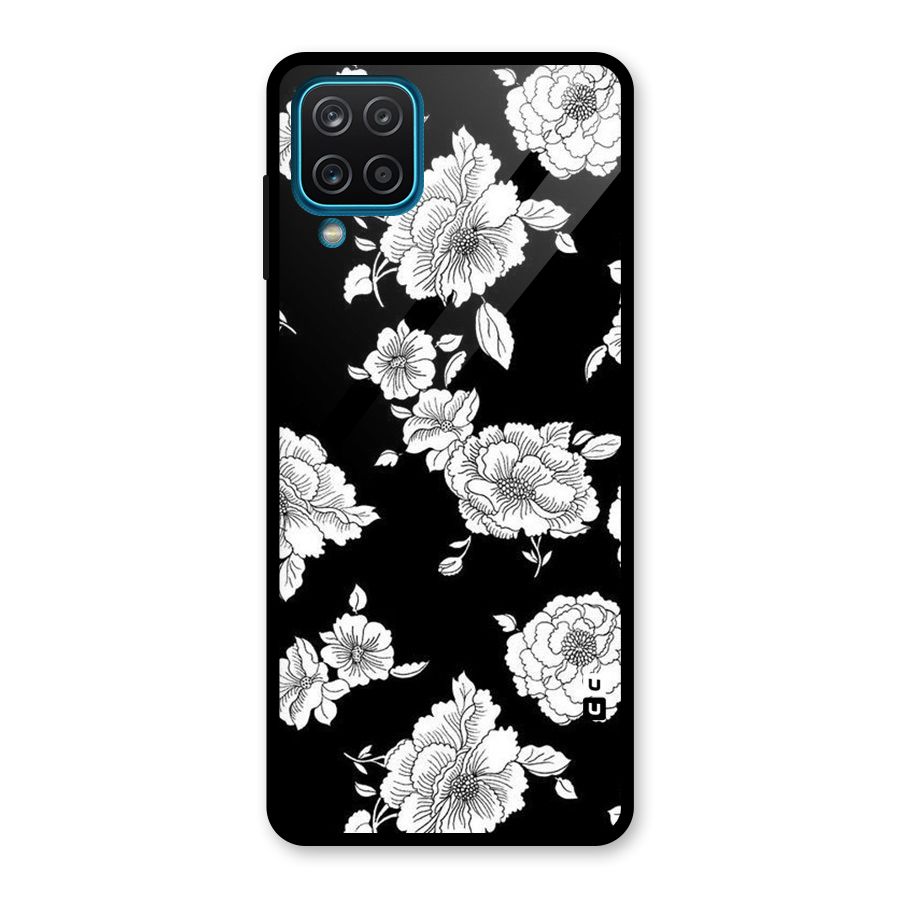 Cool Pattern Flowers Glass Back Case for Galaxy A12