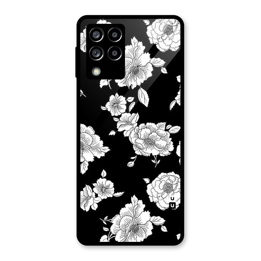 Cool Pattern Flowers Glass Back Case for Galaxy M53 5G