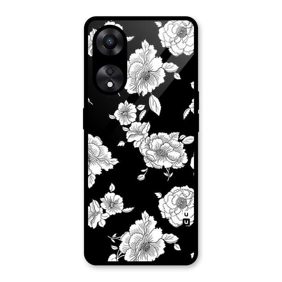 Cool Pattern Flowers Glass Back Case for Oppo A78
