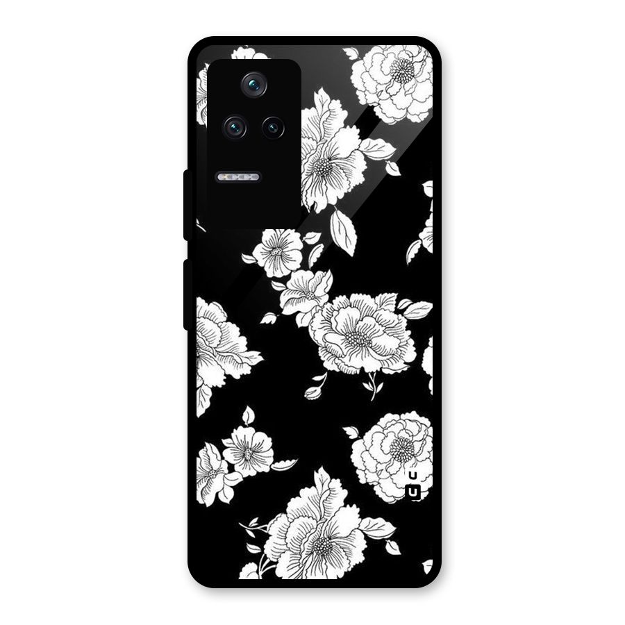 Cool Pattern Flowers Glass Back Case for Poco F4 5G