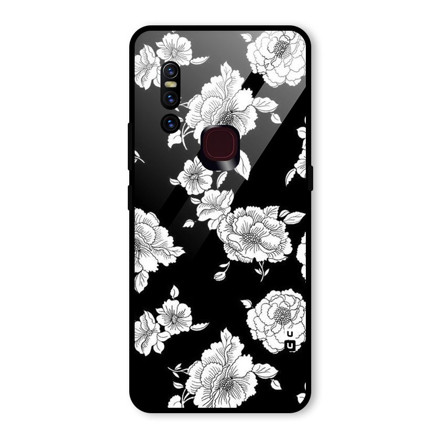 Cool Pattern Flowers Glass Back Case for Vivo V15