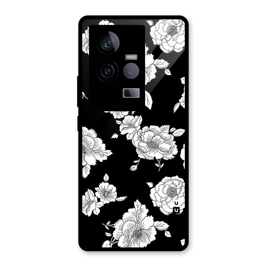 Cool Pattern Flowers Glass Back Case for Vivo iQOO 11 5G