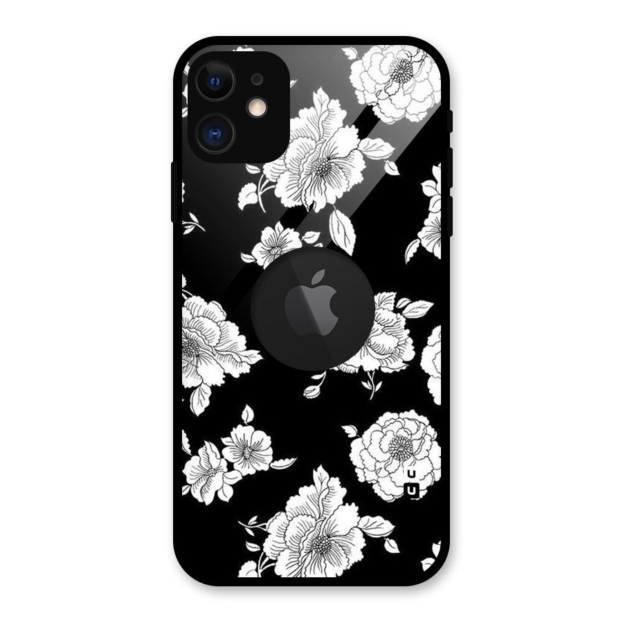 Cool Pattern Flowers Glass Back Case for iPhone 11 Logo Cut