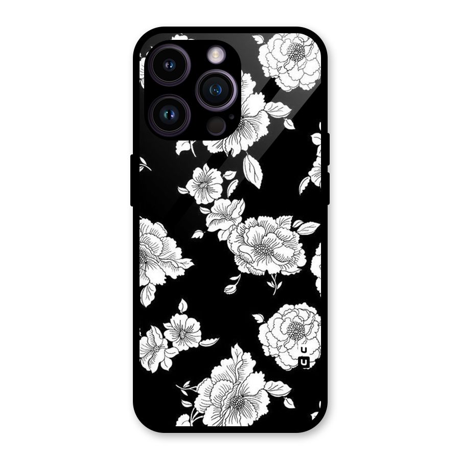 Cool Pattern Flowers Glass Back Case for iPhone 14 Pro Max