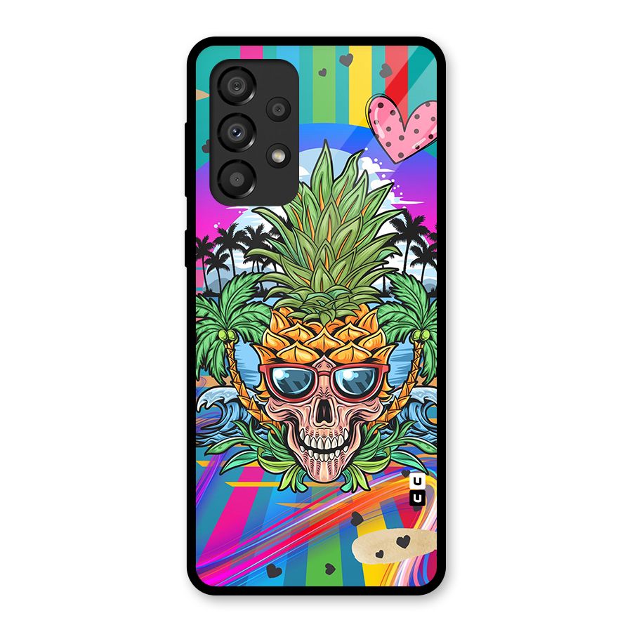 Cool Pineapple Skull Glass Back Case for Galaxy A33 5G