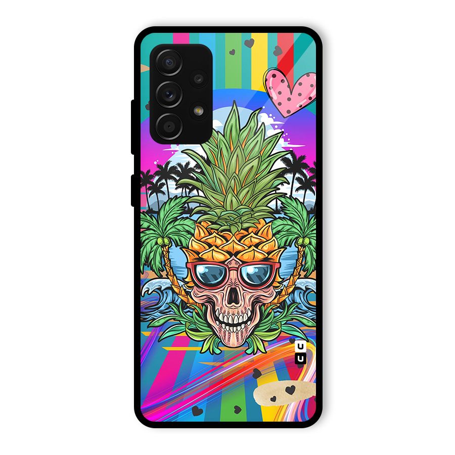 Cool Pineapple Skull Glass Back Case for Galaxy A53 5G