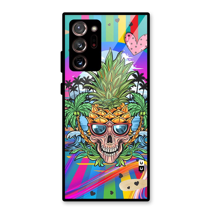 Cool Pineapple Skull Glass Back Case for Galaxy Note 20 Ultra 5G