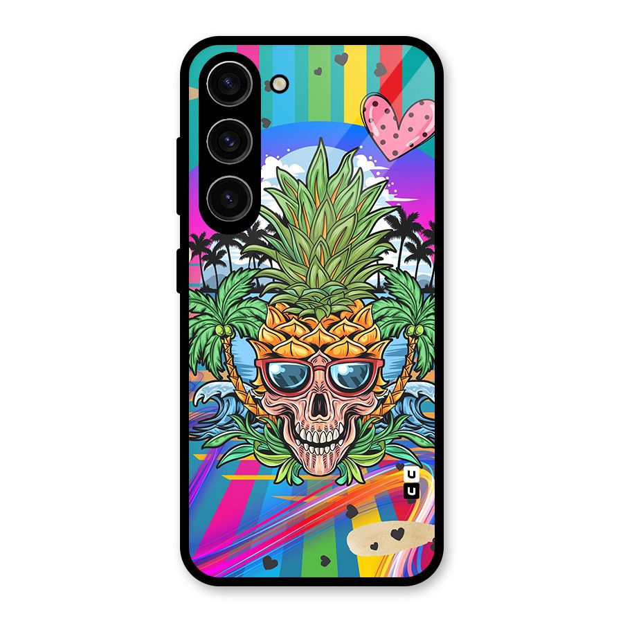 Cool Pineapple Skull Glass Back Case for Galaxy S23