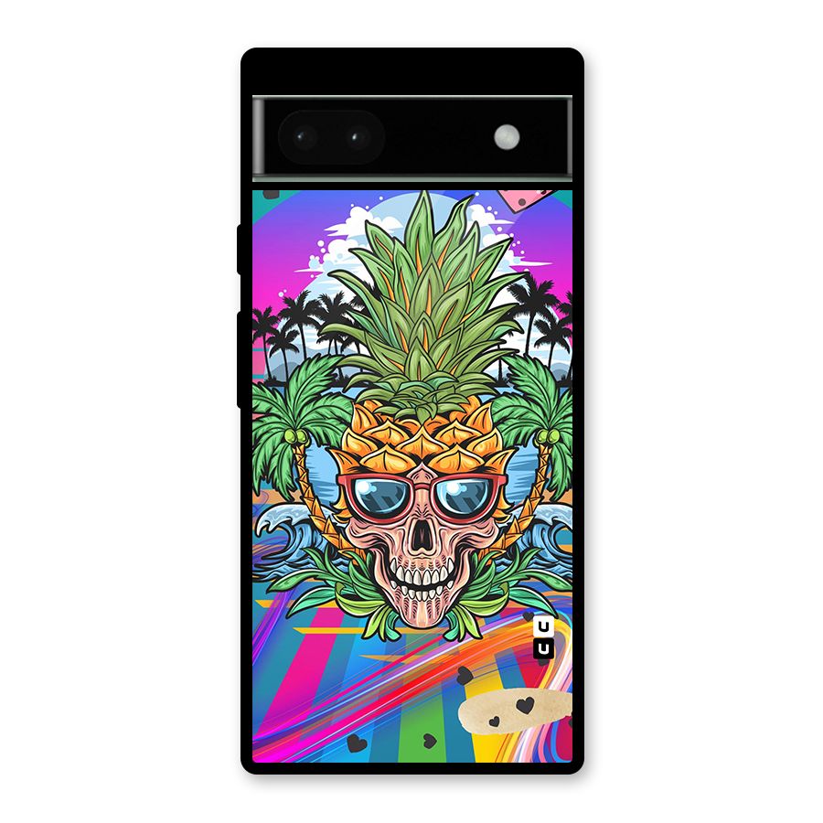 Cool Pineapple Skull Glass Back Case for Google Pixel 6a