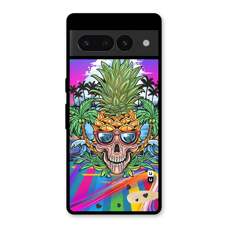 Cool Pineapple Skull Glass Back Case for Google Pixel 7 Pro