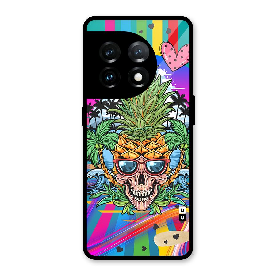 Cool Pineapple Skull Glass Back Case for OnePlus 11