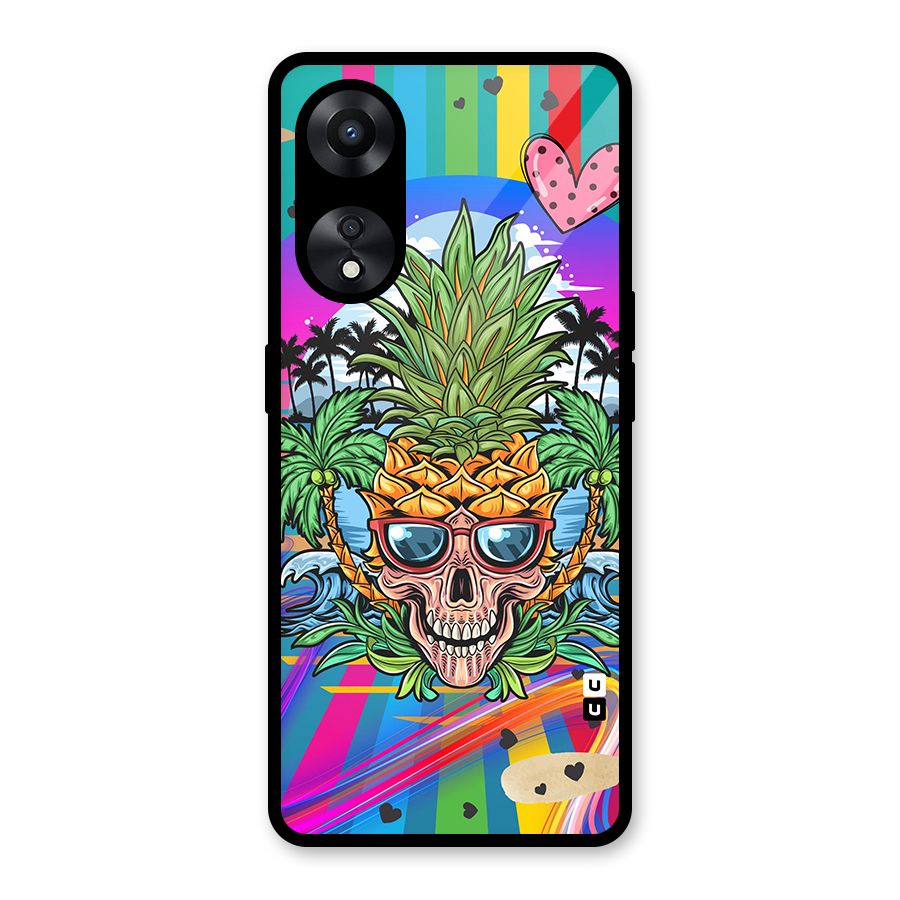 Cool Pineapple Skull Glass Back Case for Oppo A78