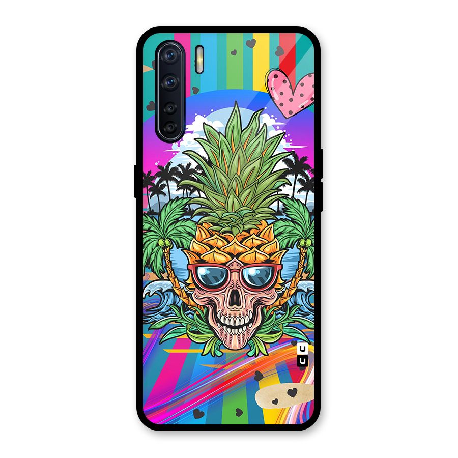Cool Pineapple Skull Glass Back Case for Oppo F15