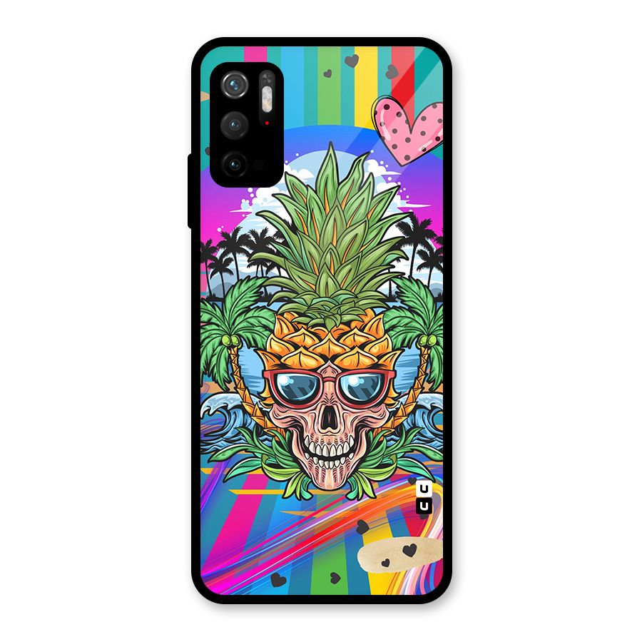 Cool Pineapple Skull Glass Back Case for Poco M3 Pro 5G
