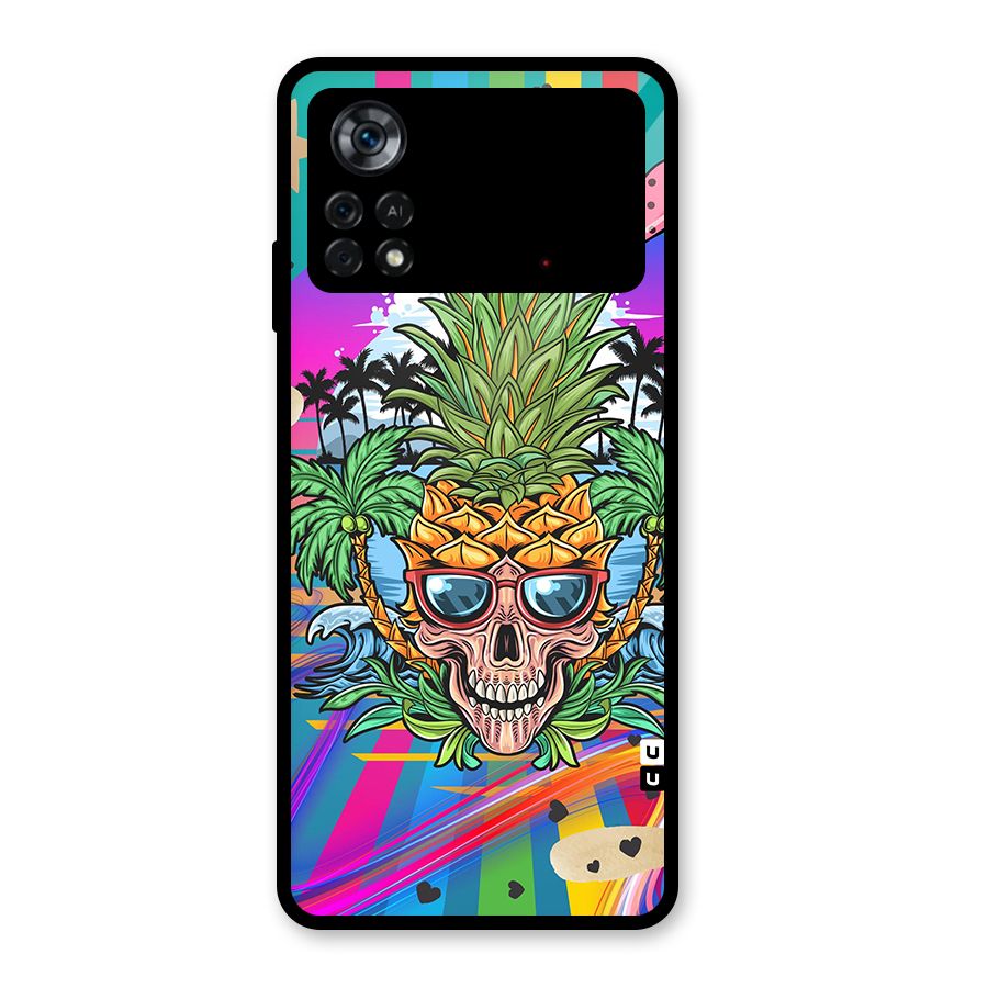 Cool Pineapple Skull Glass Back Case for Poco X4 Pro 5G
