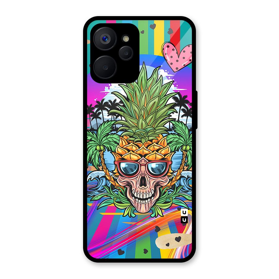 Cool Pineapple Skull Glass Back Case for Realme 9i 5G