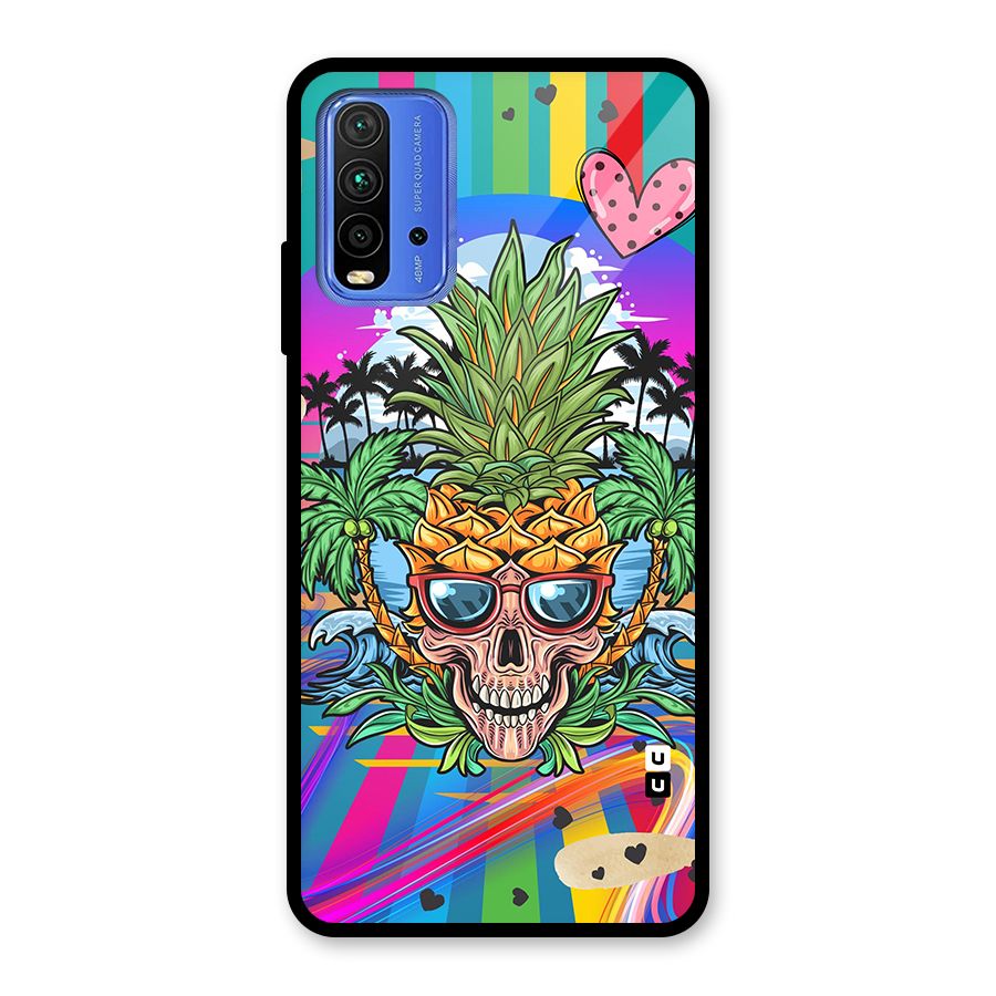 Cool Pineapple Skull Glass Back Case for Redmi 9 Power