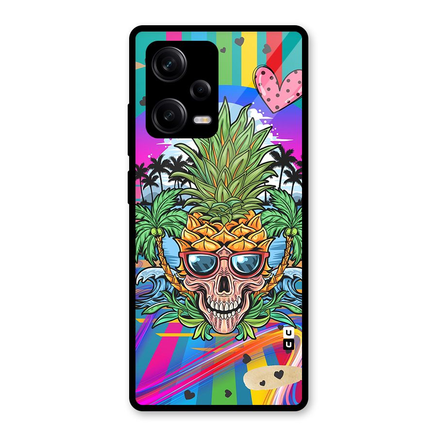 Cool Pineapple Skull Glass Back Case for Redmi Note 12 Pro