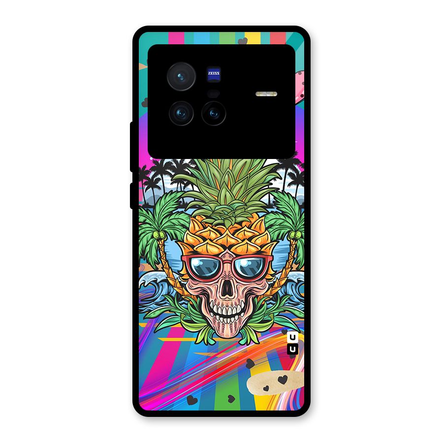 Cool Pineapple Skull Glass Back Case for Vivo X80
