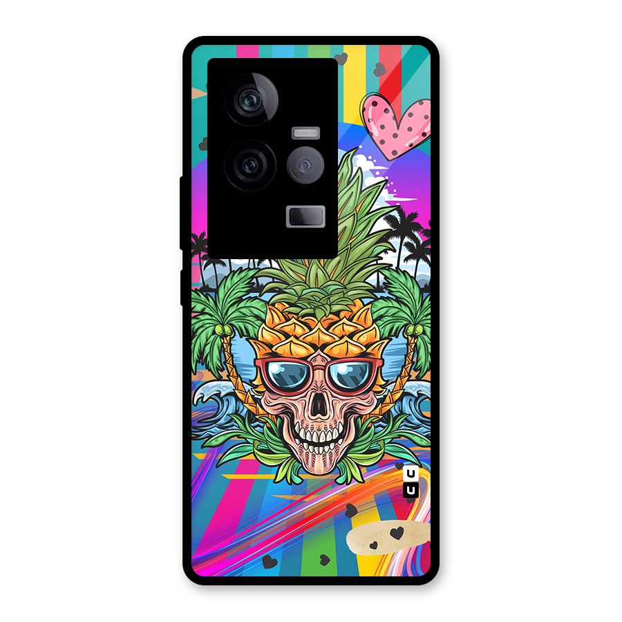 Cool Pineapple Skull Glass Back Case for Vivo iQOO 11 5G
